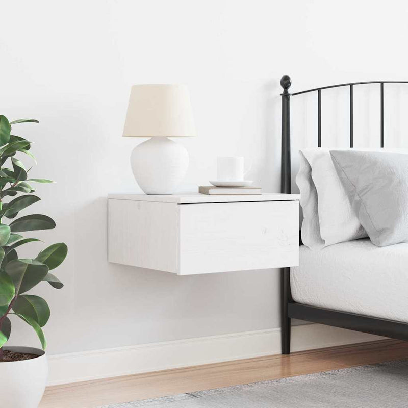 vidaXL Éjjeli asztal fiókkal Fehér 37 x 35 x 18,5 cm Tömör fenyőfa