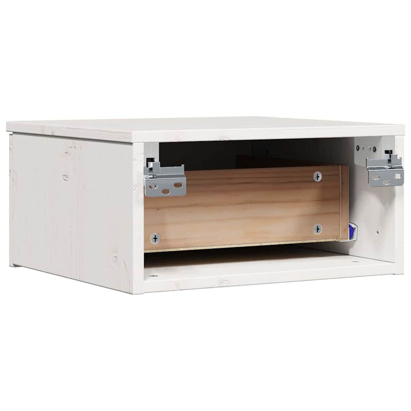 vidaXL Éjjeli asztal fiókkal Fehér 37 x 35 x 18,5 cm Tömör fenyőfa