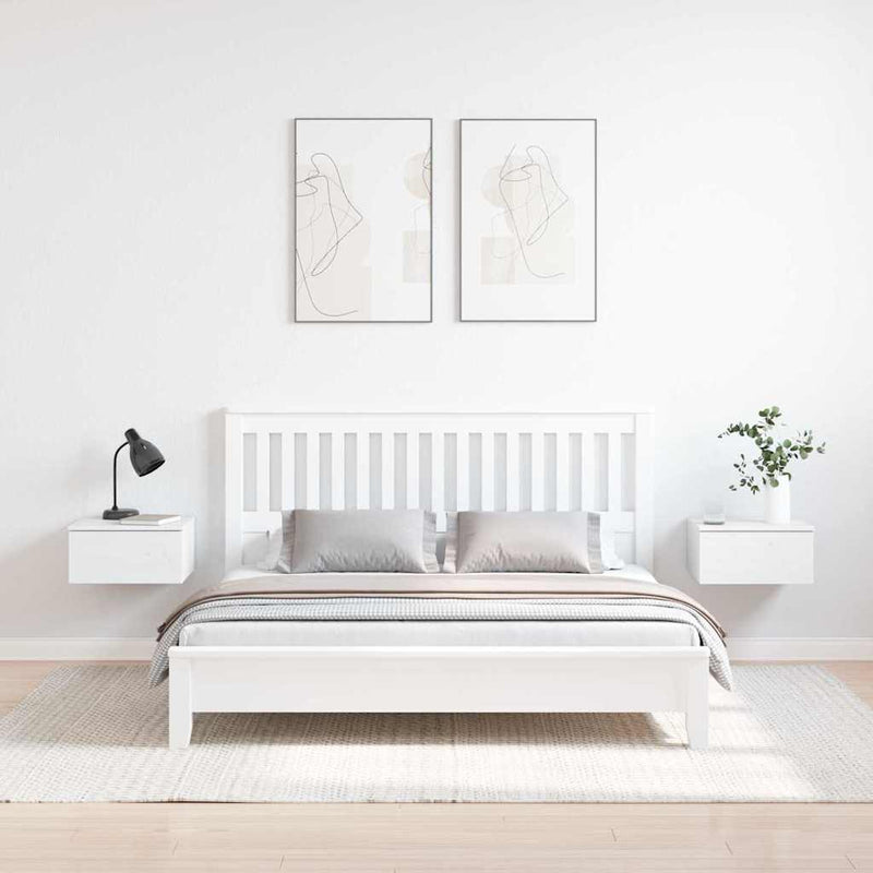 vidaXL Éjjeli asztal 2 pcs Fehér 37 x 35 x 18,5 cm Tömör fenyőfa