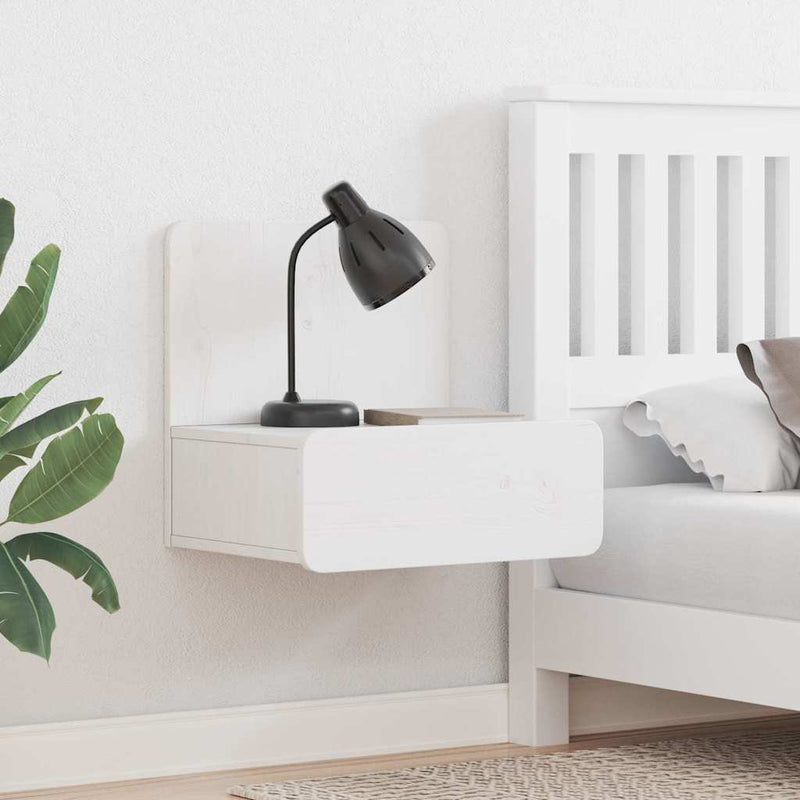 vidaXL Éjjeli asztal fiókkal Fehér 44 x 32,5 x 40 cm Tömör fenyőfa