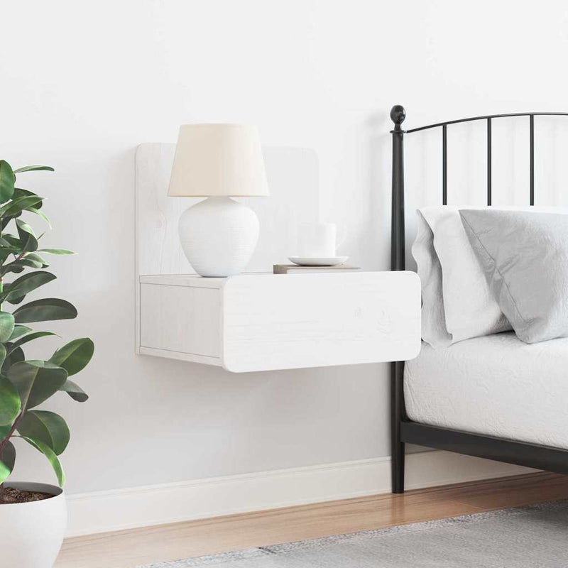 vidaXL Éjjeli asztal fiókkal Fehér 44 x 32,5 x 40 cm Tömör fenyőfa