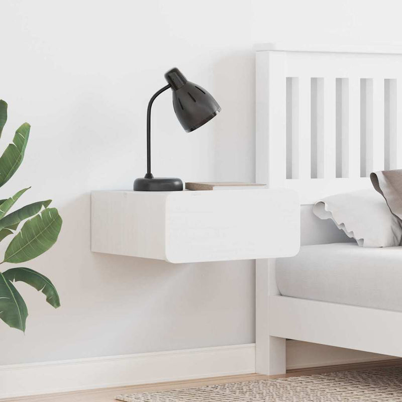vidaXL Éjjeli asztal fiókkal Fehér 39 x 34 x 16,5 cm Tömör fenyőfa