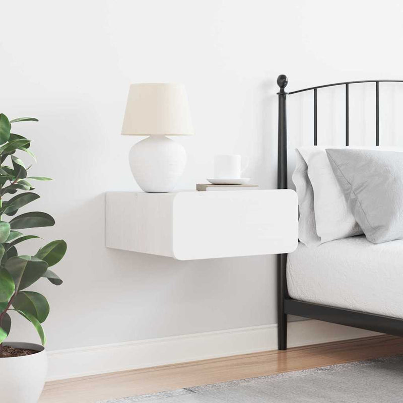 vidaXL Éjjeli asztal fiókkal Fehér 39 x 34 x 16,5 cm Tömör fenyőfa
