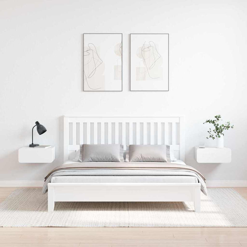 vidaXL Éjjeli asztal 2 pcs Fehér 39 x 34 x 16,5 cm Tömör fenyőfa