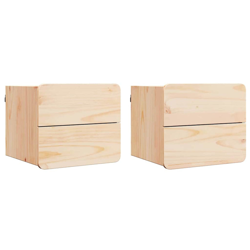 vidaXL Éjjeli asztal fiókkal 2 pcs Barna 39 x 34 x 33 cm Tömör fenyőfa