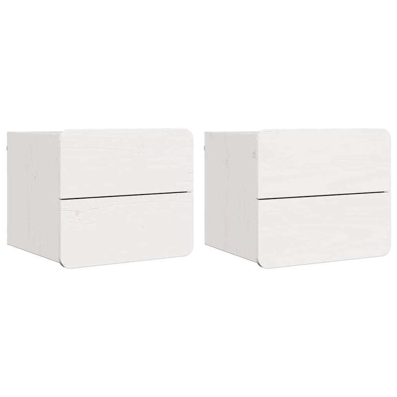 vidaXL Éjjeli asztal fiókkal 2 pcs Fehér 39 x 34 x 33 cm Tömör fenyőfa