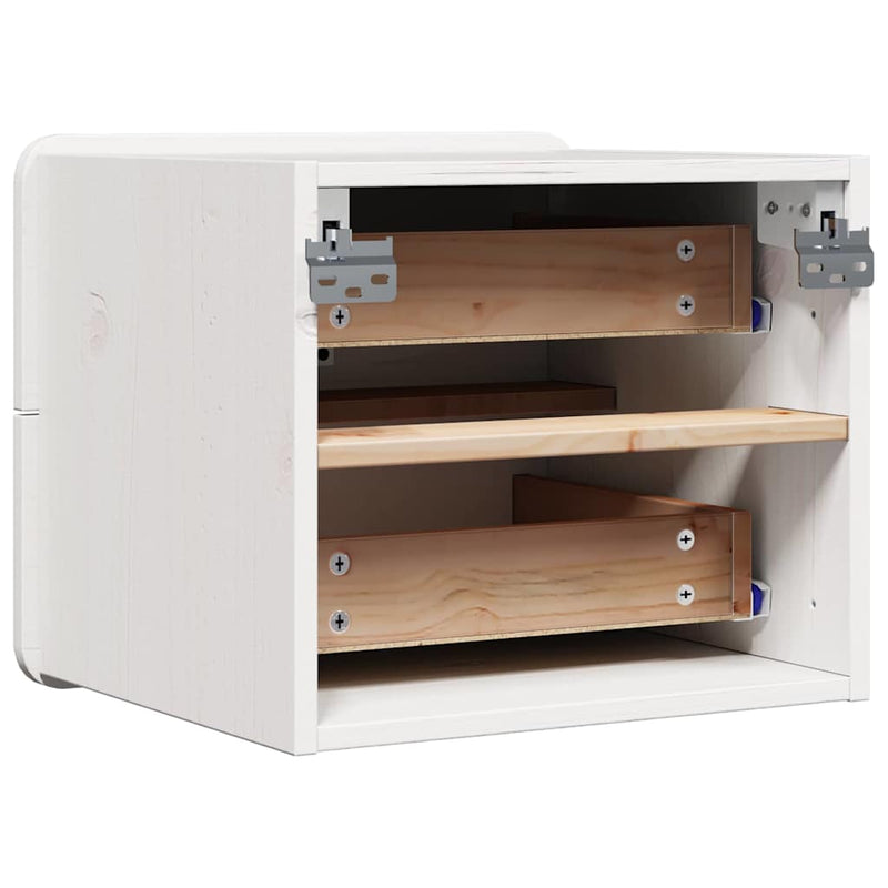 vidaXL Éjjeli asztal fiókkal 2 pcs Fehér 39 x 34 x 33 cm Tömör fenyőfa