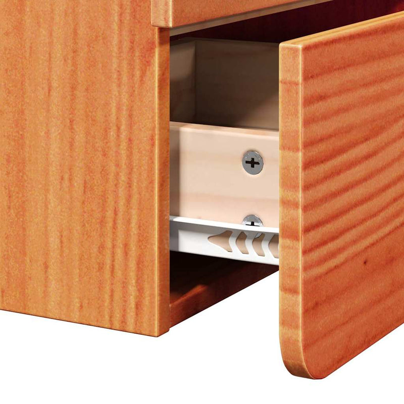 vidaXL Éjjeli asztal fiókkal 2 pcs Barna 39 x 34 x 33 cm Tömör fenyőfa