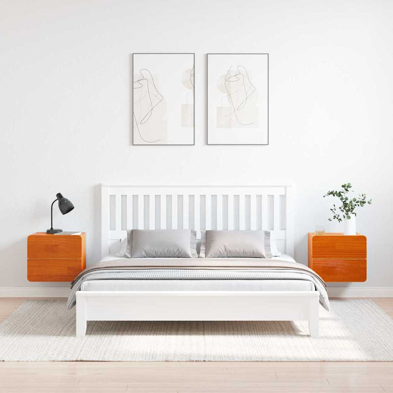 vidaXL Éjjeli asztal fiókkal 2 pcs Barna 39 x 34 x 33 cm Tömör fenyőfa