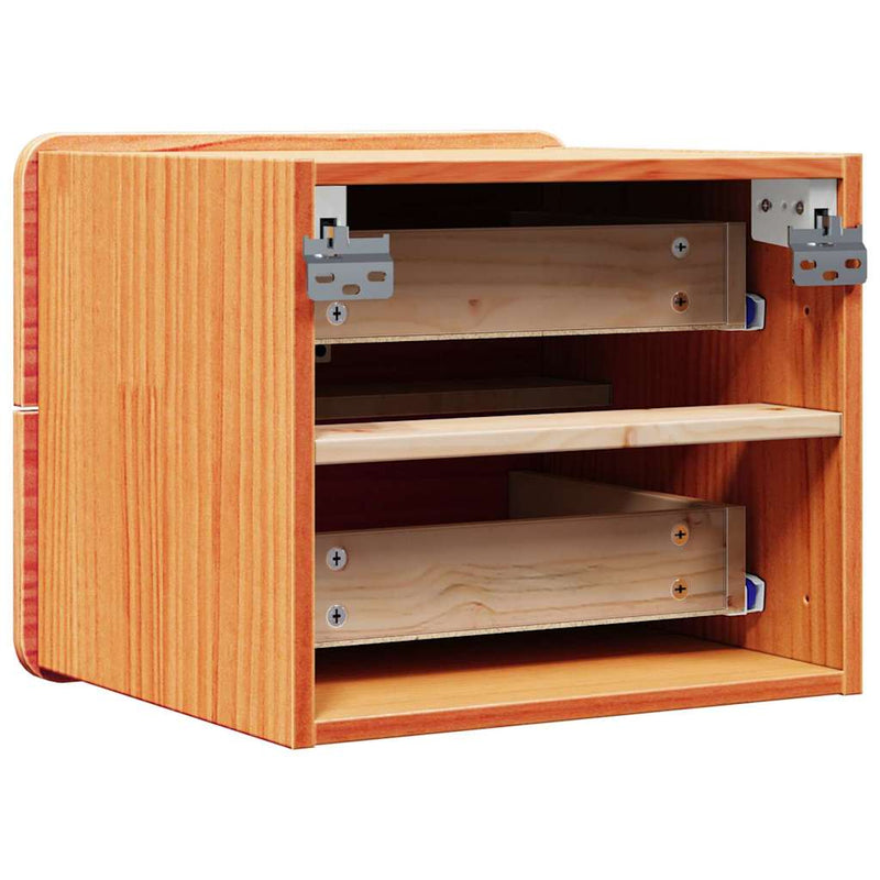 vidaXL Éjjeli asztal fiókkal 2 pcs Barna 39 x 34 x 33 cm Tömör fenyőfa