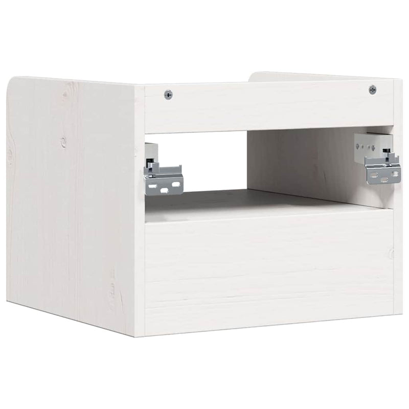 vidaXL Éjjeli asztal fiókkal Fehér 38 x 36 x 29,5 cm Tömör fenyőfa