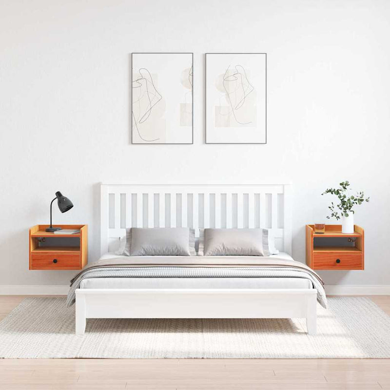 vidaXL Éjjeli asztal fiókkal 2 pcs Faggyú barna 38 x 36 x 29,5 cm