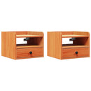 vidaXL Éjjeli asztal fiókkal 2 pcs Faggyú barna 38 x 36 x 29,5 cm