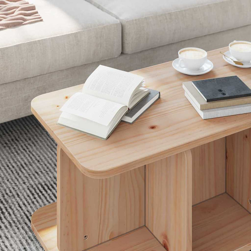 vidaXL Dohányzóasztal Természetes 80 x 39,5 x 33,5 cm Tömör fenyőfa