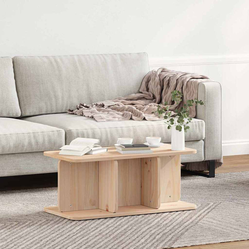 vidaXL Dohányzóasztal Természetes 80 x 39,5 x 33,5 cm Tömör fenyőfa