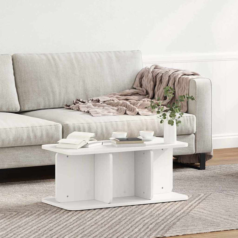vidaXL Dohányzóasztal Fehér 80 x 39,5 x 33,5 cm Tömör fenyőfa