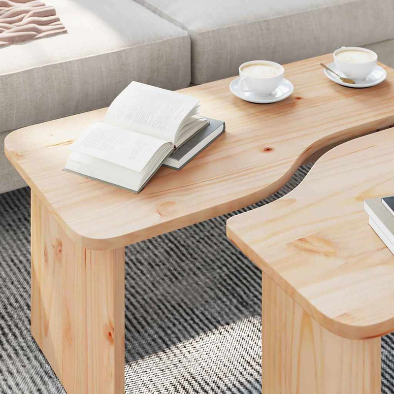 vidaXL Dohányzóasztal 2 pcs Természetes 100 x 69 x 35.5 cm