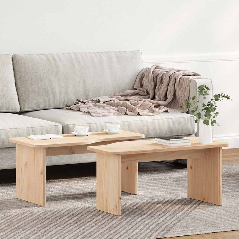 vidaXL Dohányzóasztal 2 pcs Természetes 100 x 69 x 35.5 cm