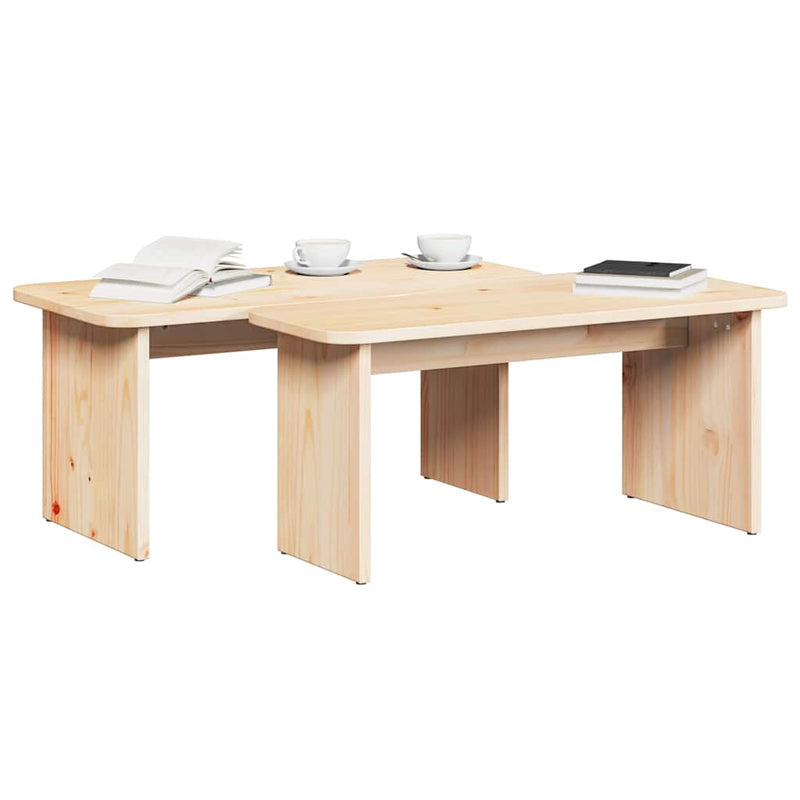 vidaXL Dohányzóasztal 2 pcs Természetes 100 x 69 x 35.5 cm