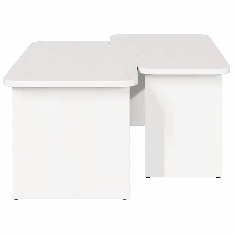 vidaXL Dohányzóasztal 2 pcs Fehér 100 x 69 x 35.5 cm Tömör fenyőfa