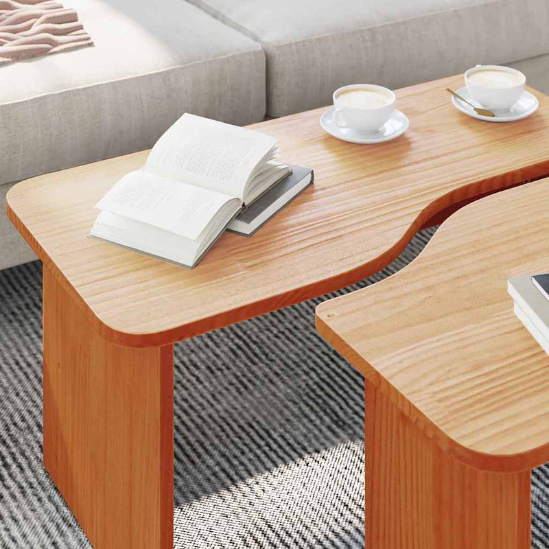 vidaXL Dohányzóasztal 2 pcs Viaszbarna 100 x 69 x 35.5 cm