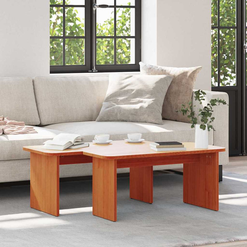 vidaXL Dohányzóasztal 2 pcs Viaszbarna 100 x 69 x 35.5 cm