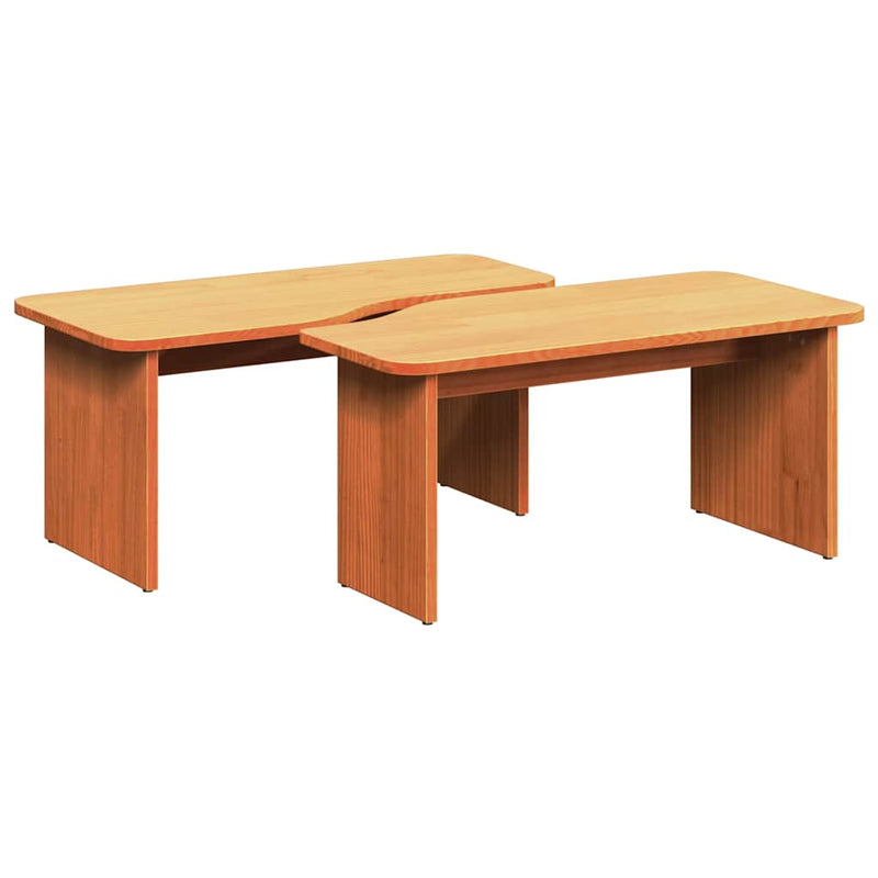 vidaXL Dohányzóasztal 2 pcs Viaszbarna 100 x 69 x 35.5 cm