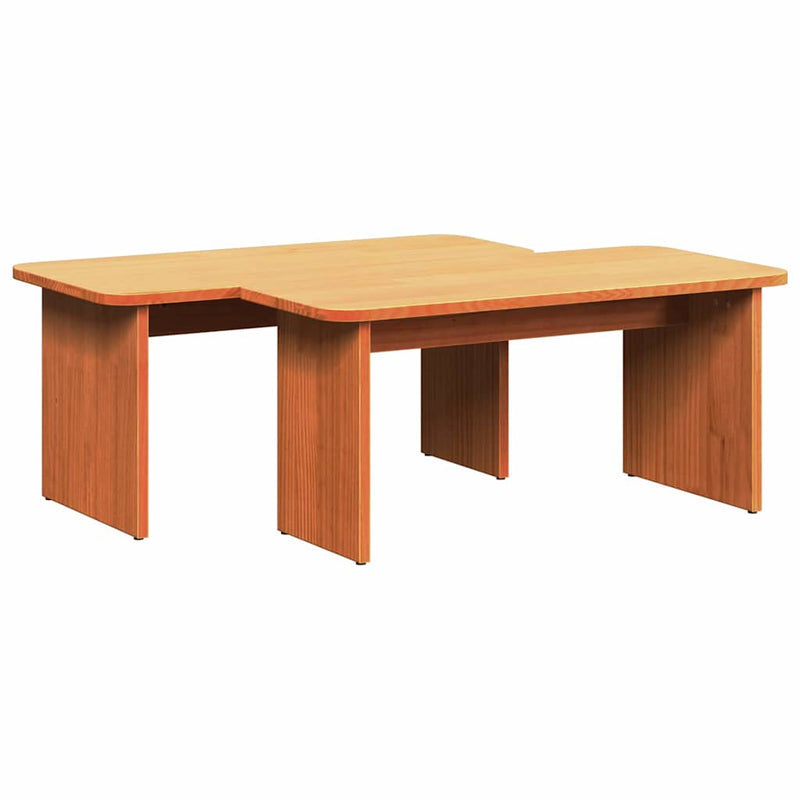 vidaXL Dohányzóasztal 2 pcs Viaszbarna 100 x 69 x 35.5 cm