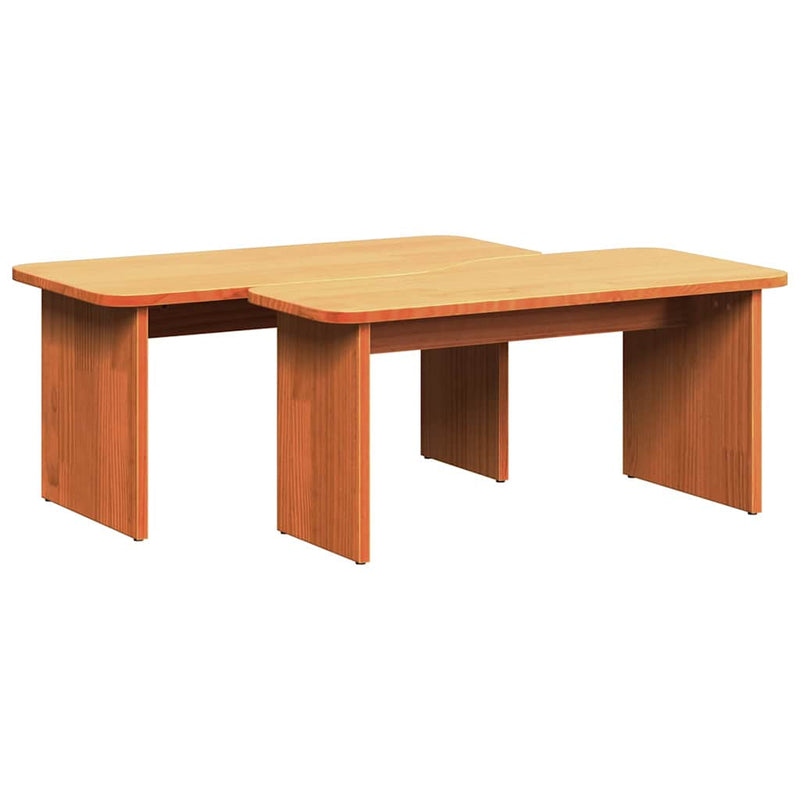 vidaXL Dohányzóasztal 2 pcs Viaszbarna 100 x 69 x 35.5 cm