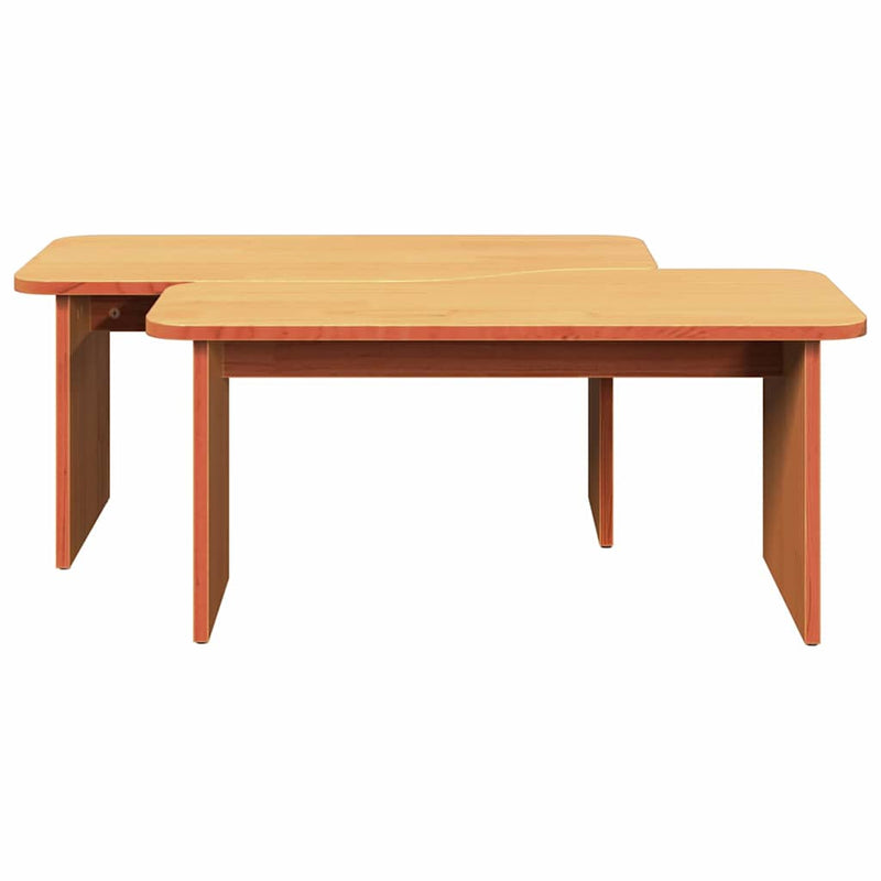 vidaXL Dohányzóasztal 2 pcs Faggyú barna Tömör fenyőfa