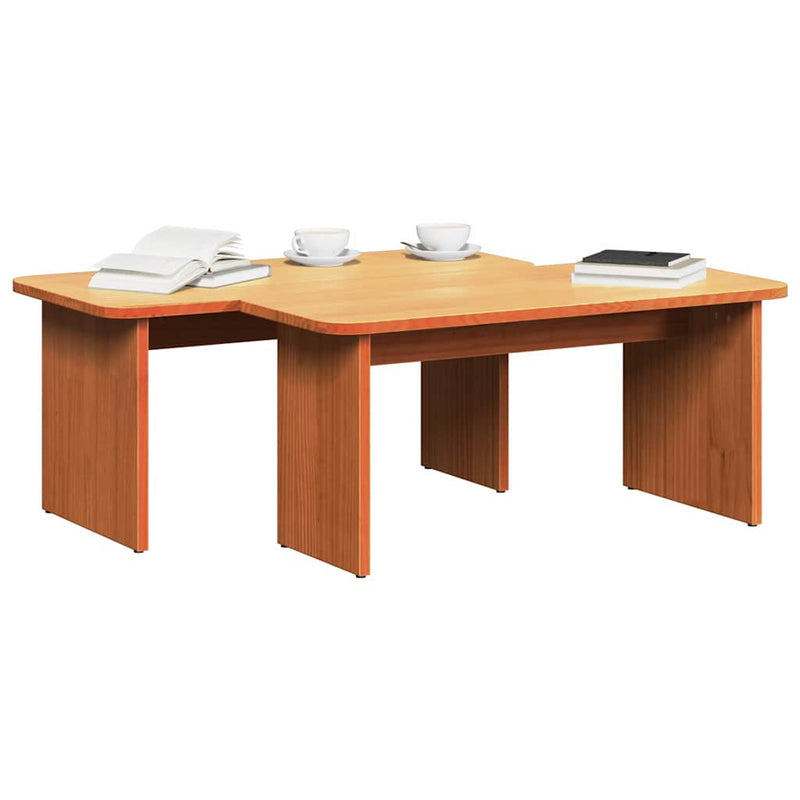 vidaXL Dohányzóasztal 2 pcs Viaszbarna 100 x 69 x 35.5 cm