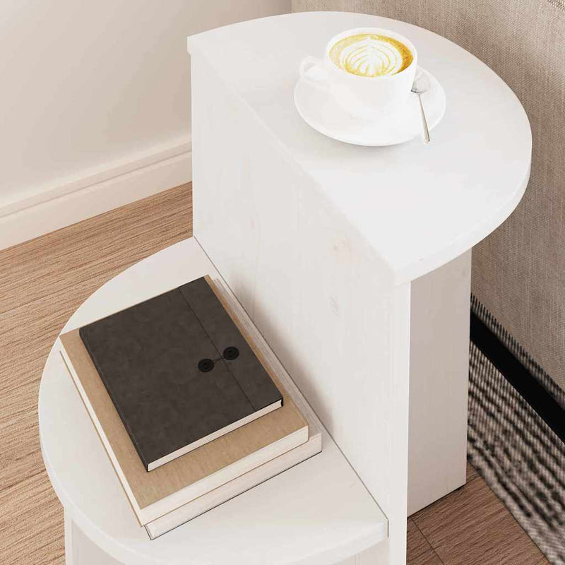 vidaXL Dohányzóasztal Fehér 50 x 40 x 50 cm Tömör fenyőfa