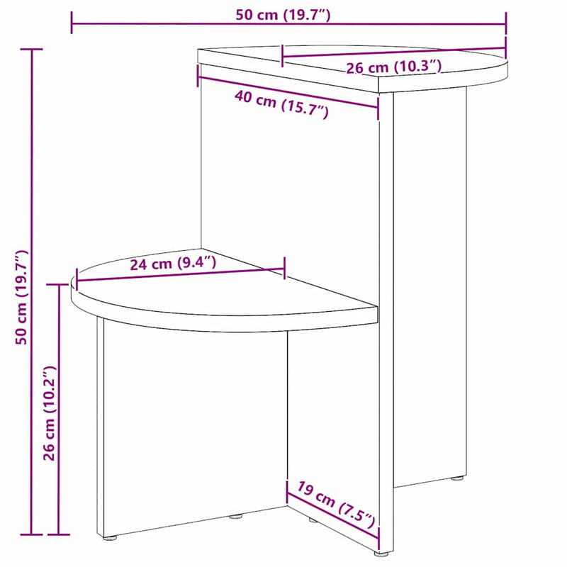 vidaXL Dohányzóasztal Fehér 50 x 40 x 50 cm Tömör fenyőfa