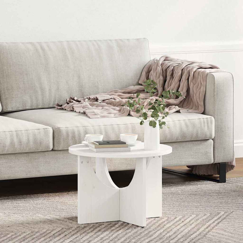 vidaXL Dohányzóasztal Fehér 50 x 50 x 35 cm Tömör fenyőfa
