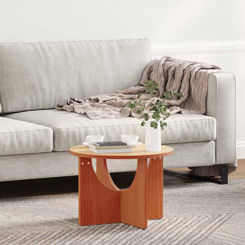 vidaXL Dohányzóasztal Viaszbarna 50 x 50 x 35 cm Tömör fenyőfa