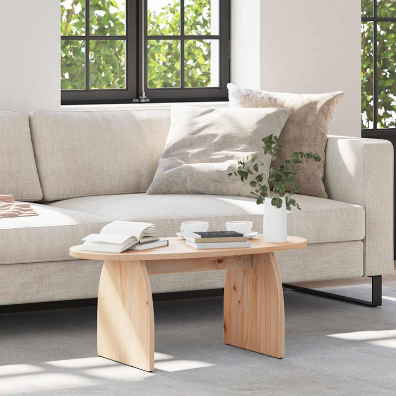 vidaXL Dohányzóasztal Természetes 80 x 40 x 35 cm Tömör fenyőfa