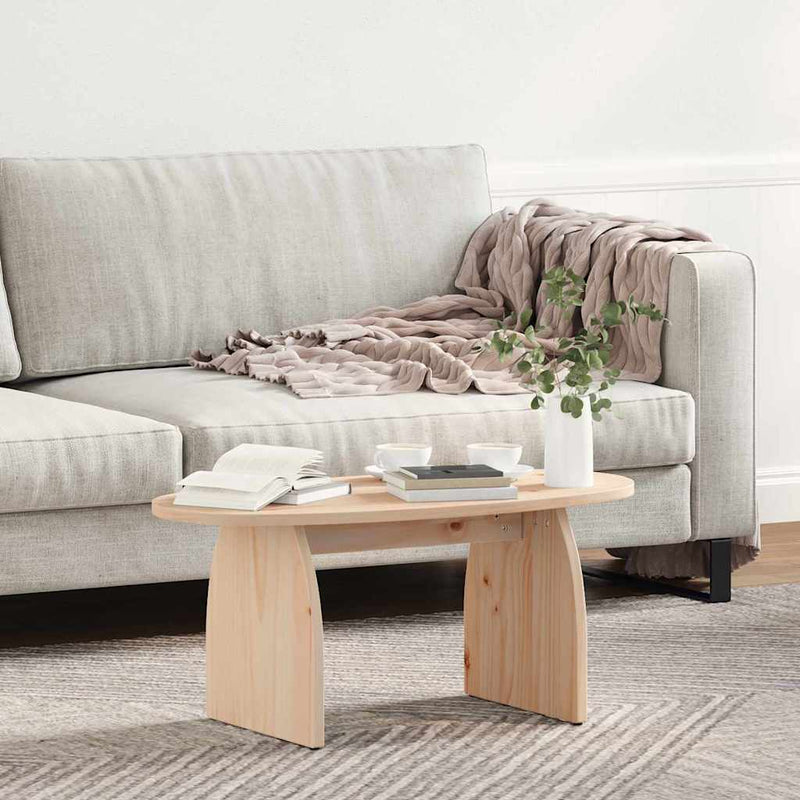 vidaXL Dohányzóasztal Természetes 80 x 40 x 35 cm Tömör fenyőfa
