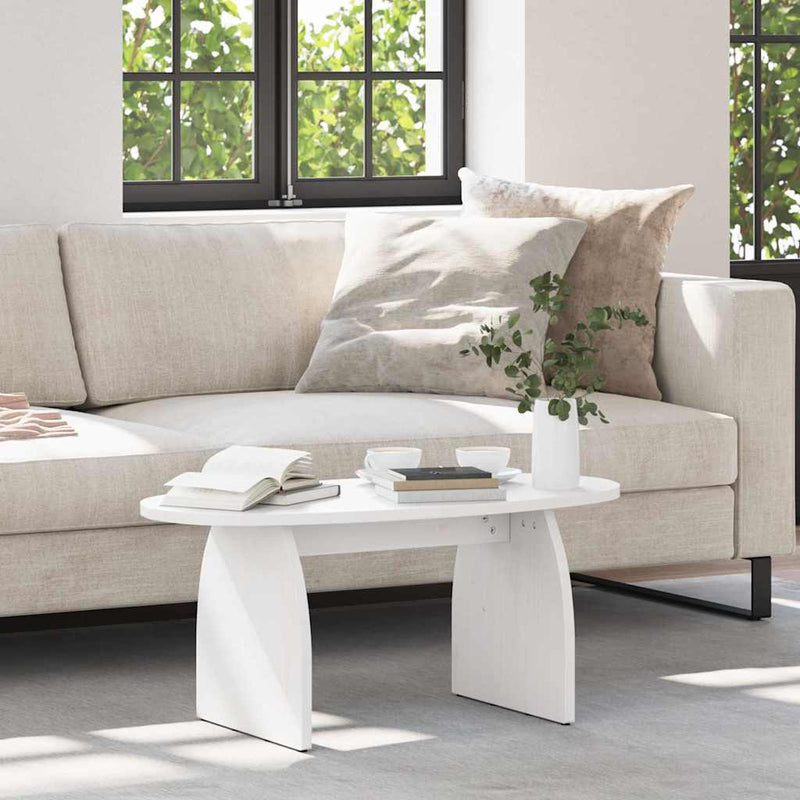 vidaXL Dohányzóasztal Fehér 80 x 40 x 35 cm Tömör fenyőfa