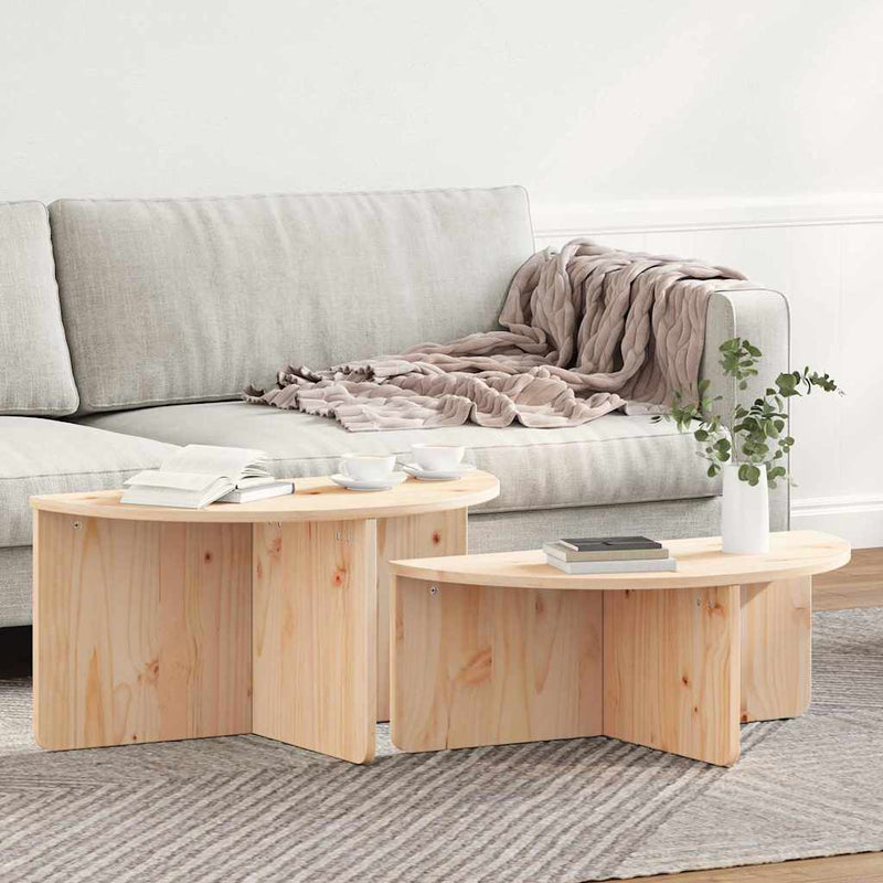 vidaXL Dohányzóasztal 2 pcs Természetes 79 x 39.5 x 40 cm