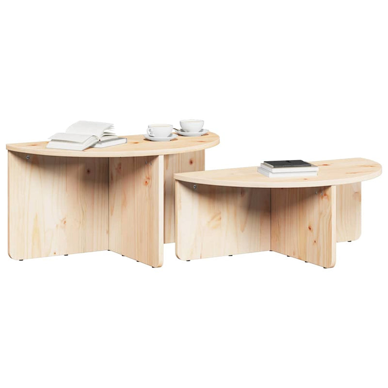 vidaXL Dohányzóasztal 2 pcs Természetes 79 x 39.5 x 40 cm