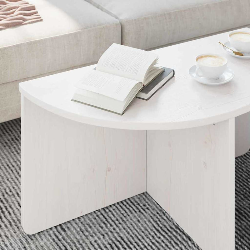 vidaXL Dohányzóasztal 2 pcs Fehér 79 x 39.5 x 40 cm Tömör fenyőfa