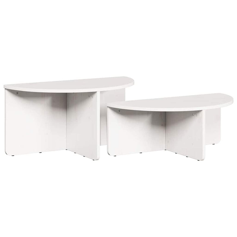 vidaXL Dohányzóasztal 2 pcs Fehér 79 x 39.5 x 40 cm Tömör fenyőfa