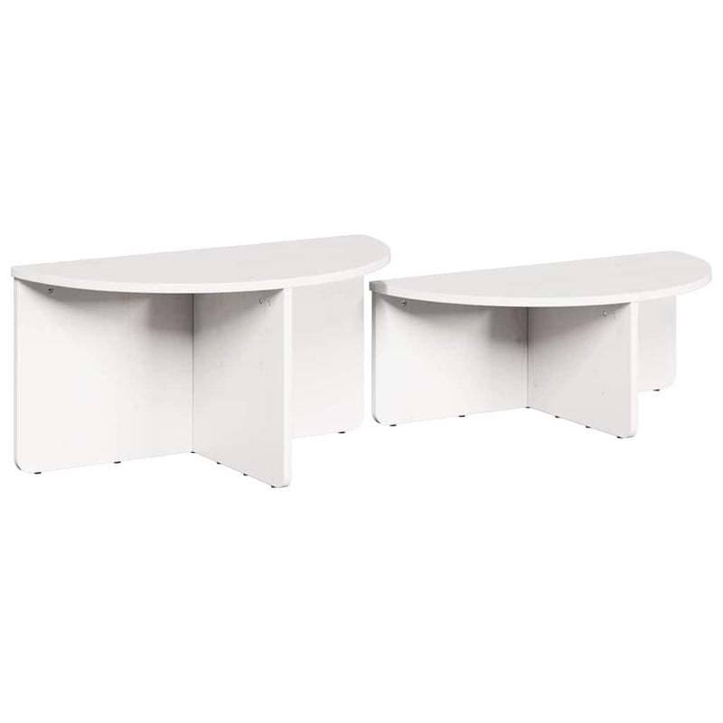 vidaXL Dohányzóasztal 2 pcs Fehér 79 x 39.5 x 40 cm Tömör fenyőfa