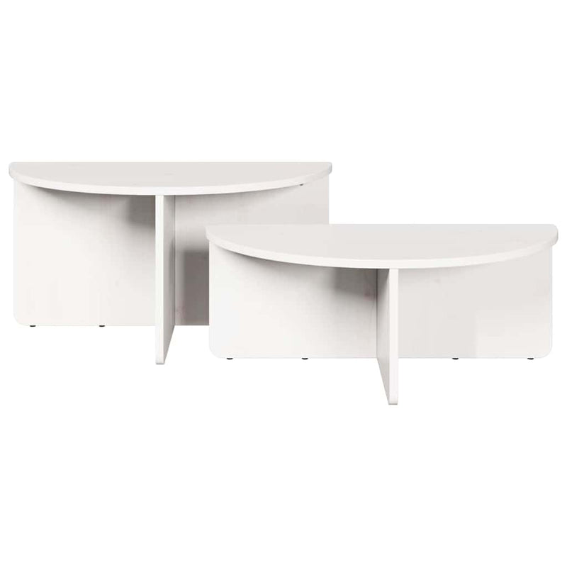 vidaXL Dohányzóasztal 2 pcs Fehér 79 x 39.5 x 40 cm Tömör fenyőfa