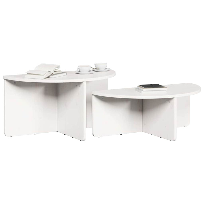 vidaXL Dohányzóasztal 2 pcs Fehér 79 x 39.5 x 40 cm Tömör fenyőfa
