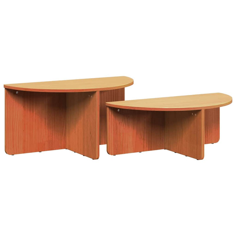 vidaXL Dohányzóasztal 2 pcs Viaszbarna 79 x 39.5 x 40 cm Tömör fenyőfa