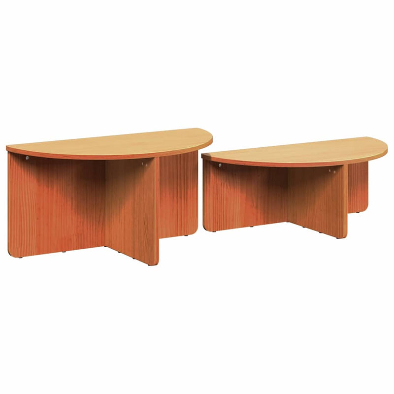 vidaXL Dohányzóasztal 2 pcs Viaszbarna 79 x 39.5 x 40 cm Tömör fenyőfa