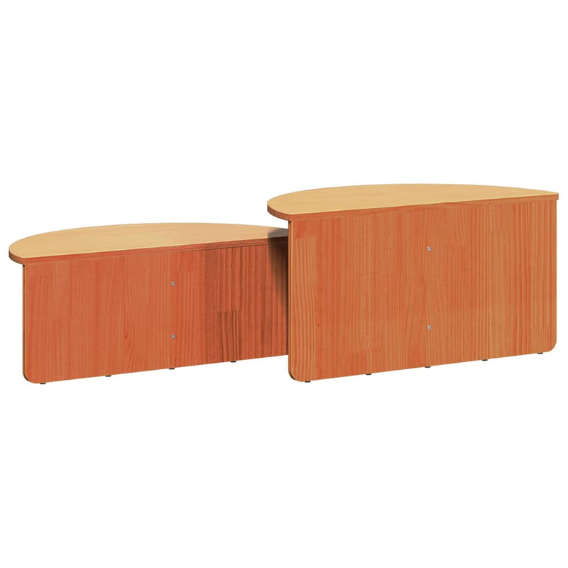 vidaXL Dohányzóasztal 2 pcs Viaszbarna 79 x 39.5 x 40 cm Tömör fenyőfa