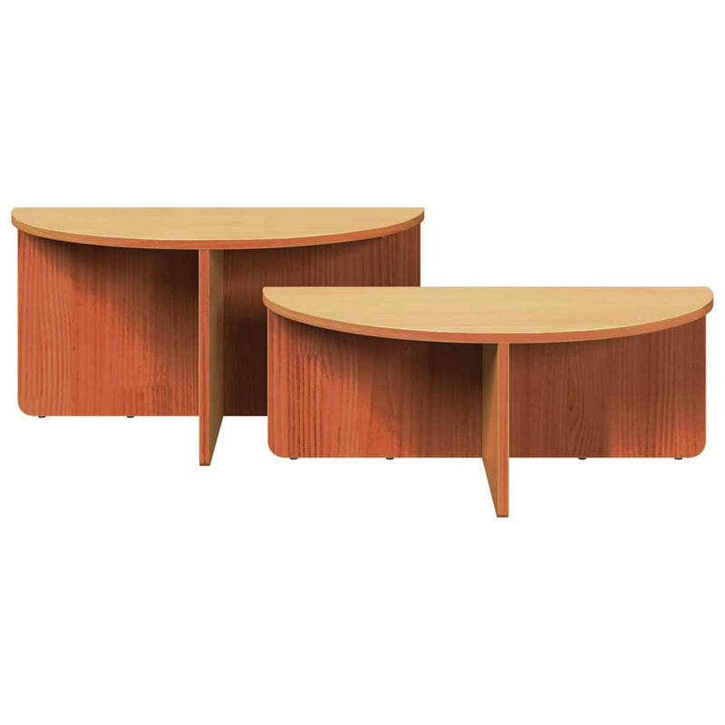 vidaXL Dohányzóasztal 2 pcs Viaszbarna 79 x 39.5 x 40 cm Tömör fenyőfa