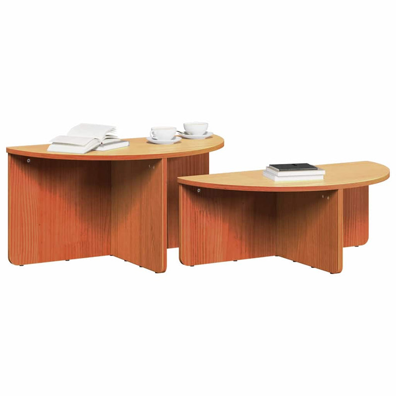 vidaXL Dohányzóasztal 2 pcs Viaszbarna 79 x 39.5 x 40 cm Tömör fenyőfa